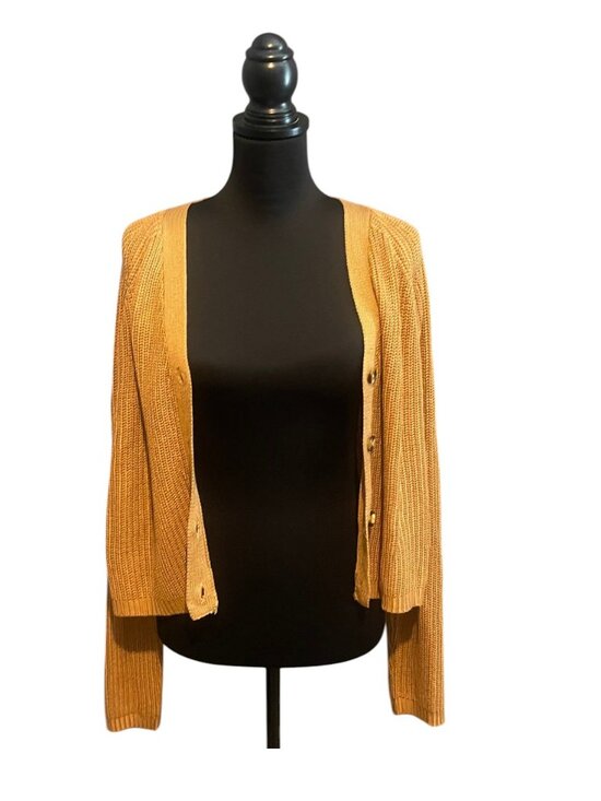 GOLDEN MUSTARD CARDIGAN SWEATER - Picture 3 of 3
